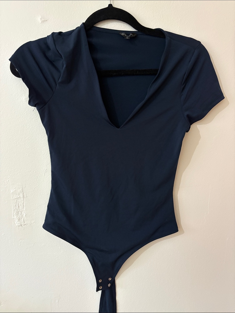 Dynamite Navy V‑Neck One‑Piece Bodysuit